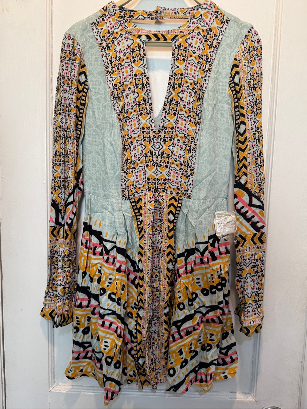 Free people boho keyhole mini dress